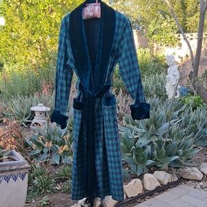 Baturina Plaid Velvet Robe with Belt